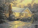 Thomas Kinkade xmas cottage painting